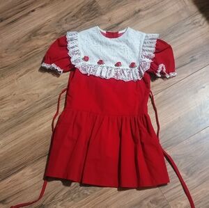 Elegant Red Lace Trimmed Kids Formal Dress